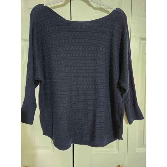 Market & Spruce xl women's navy blue knit sweater 3/4 sleeves - Picture 3 of 7